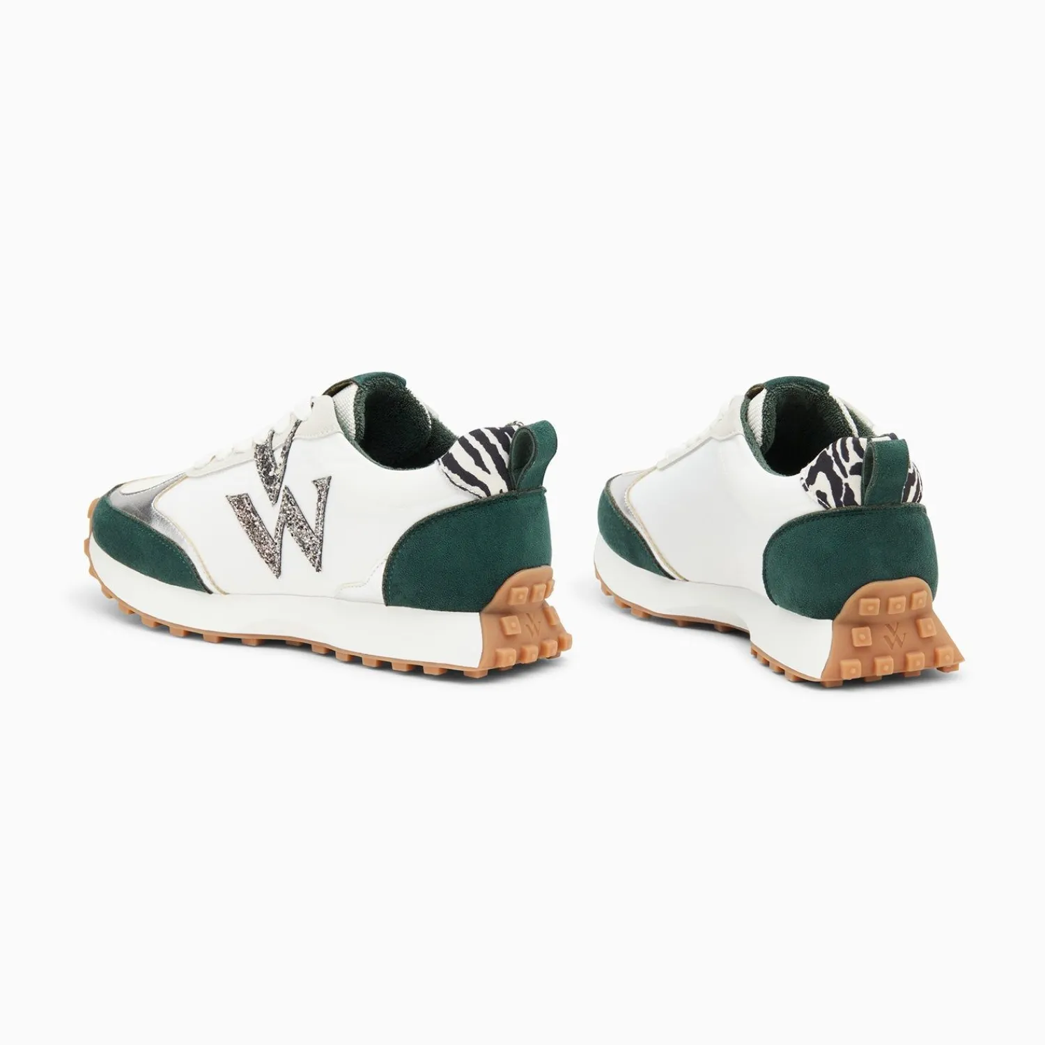 Vanessa Wu Sneakers>Baskets Monogramme Grace Blanc Et Vert A Semelle Running