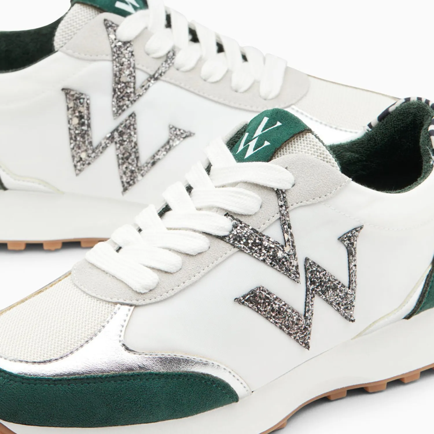 Vanessa Wu Sneakers>Baskets Monogramme Grace Blanc Et Vert A Semelle Running