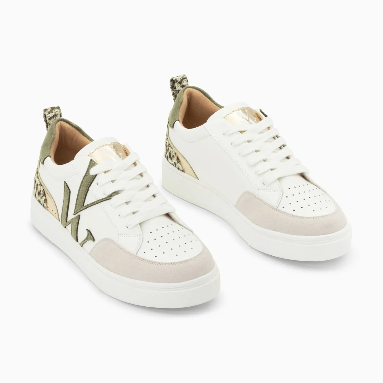 Vanessa Wu Sneakers>Baskets Monogramme Joyce Blanc Et Kaki