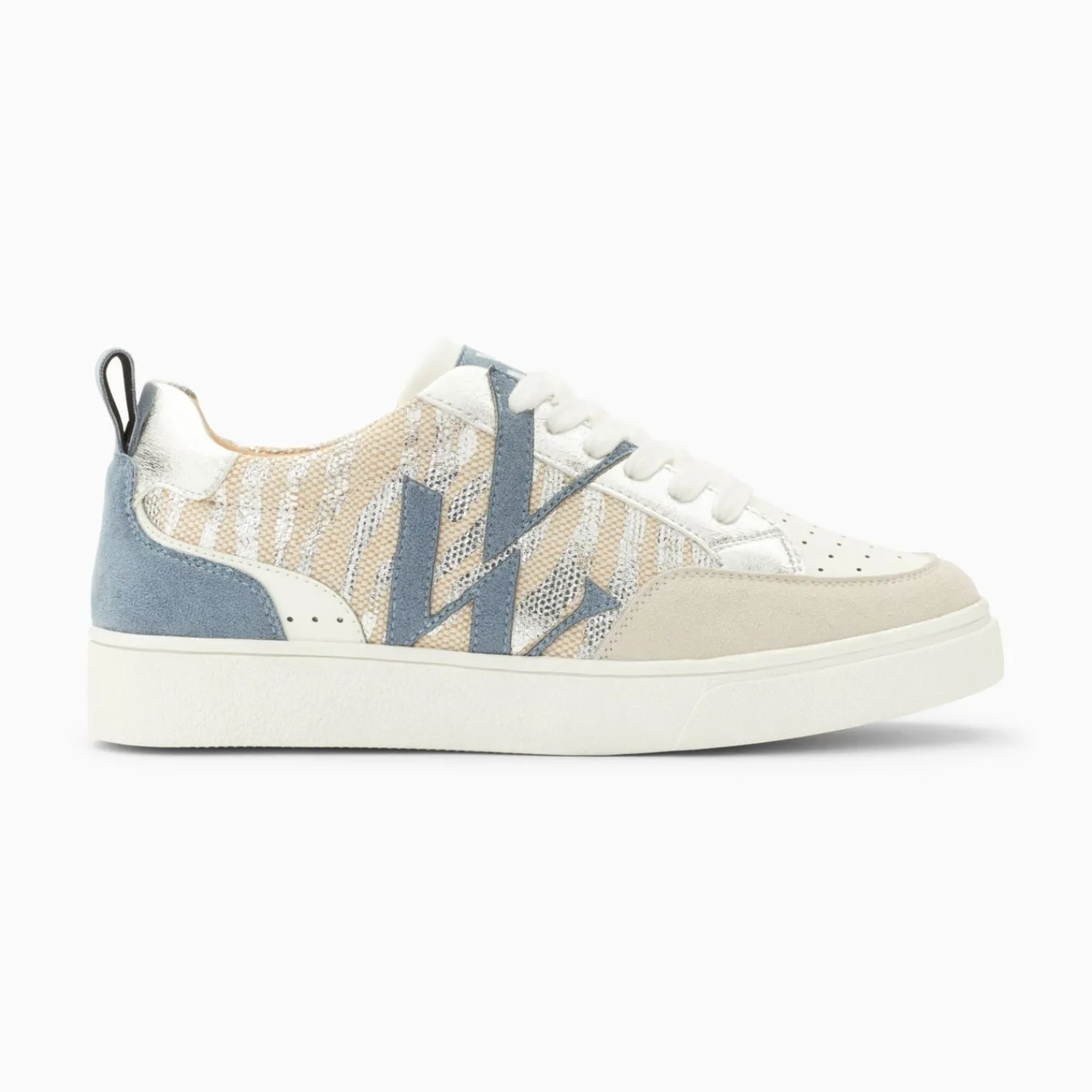 Vanessa Wu Sneakers>Baskets Monogramme Joyce Argent Zebre Et Bleu-Gris