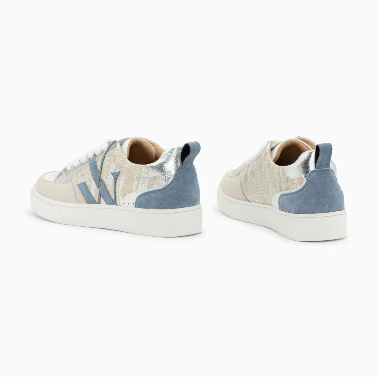 Vanessa Wu Sneakers>Baskets Monogramme Joyce Argent Zebre Et Bleu-Gris