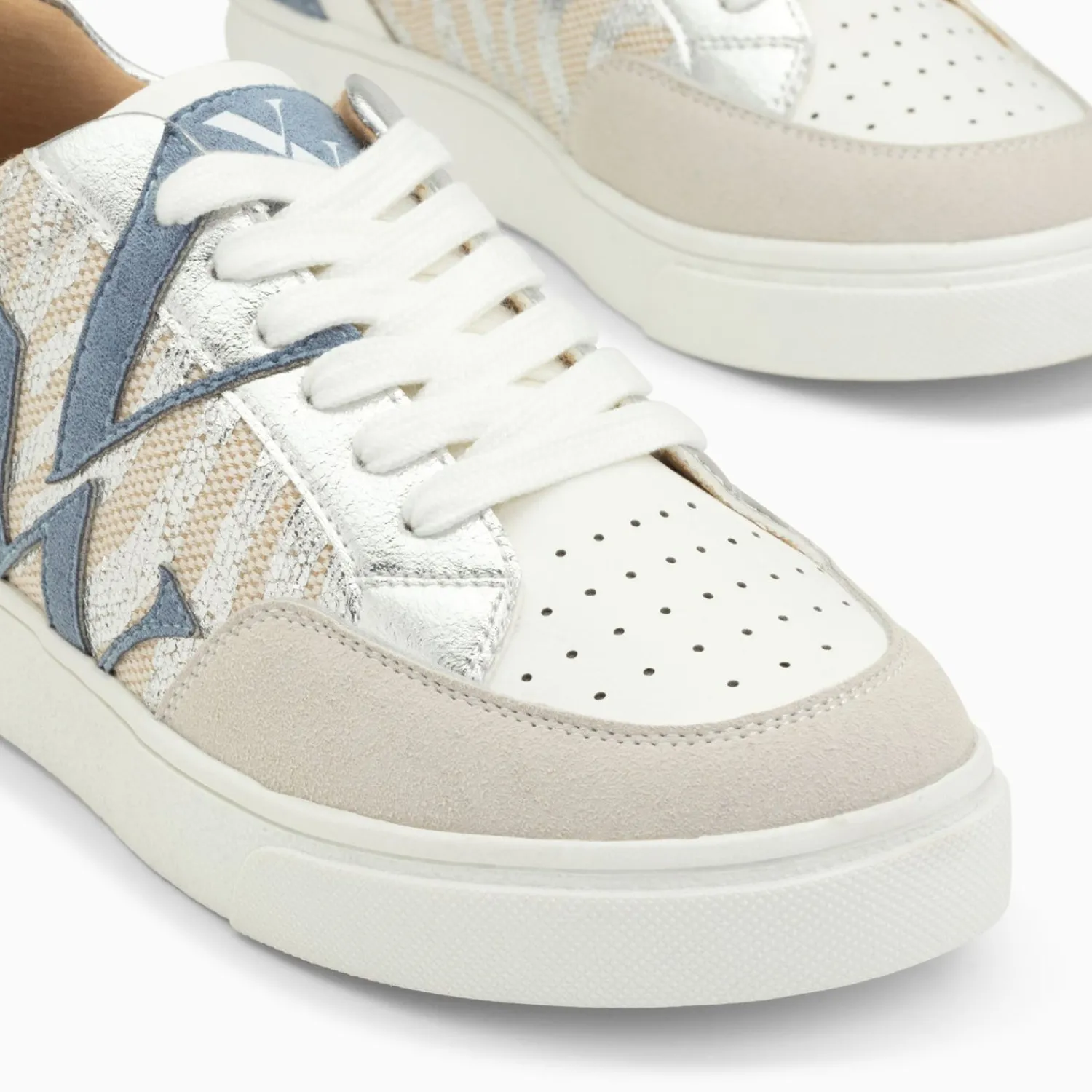 Vanessa Wu Sneakers>Baskets Monogramme Joyce Argent Zebre Et Bleu-Gris