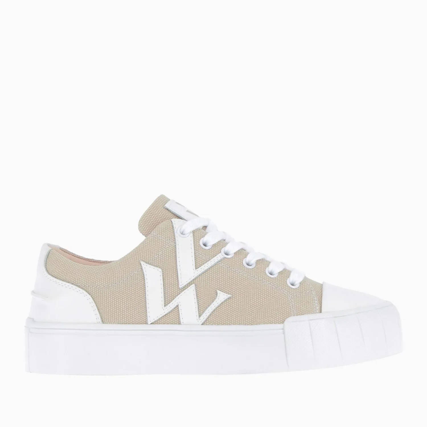 Vanessa Wu Sneakers>Baskets Monogramme Lexie En Tweed Beige