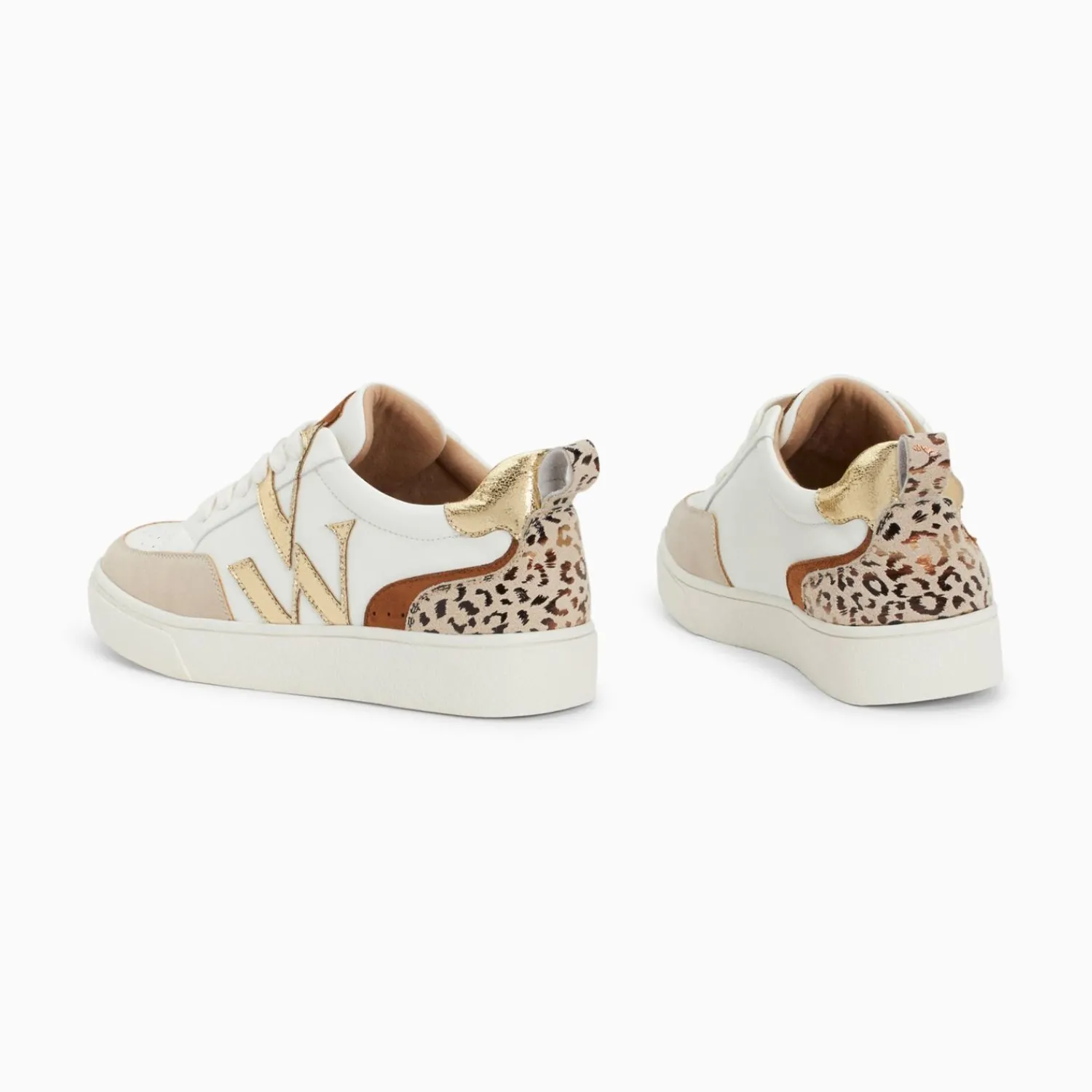 Vanessa Wu Sneakers>Baskets Monogramme Luna Blanc Et Or