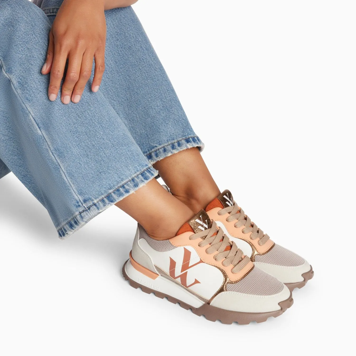 Vanessa Wu Sneakers>Baskets Monogramme Ombeline Orange A Semelle Running