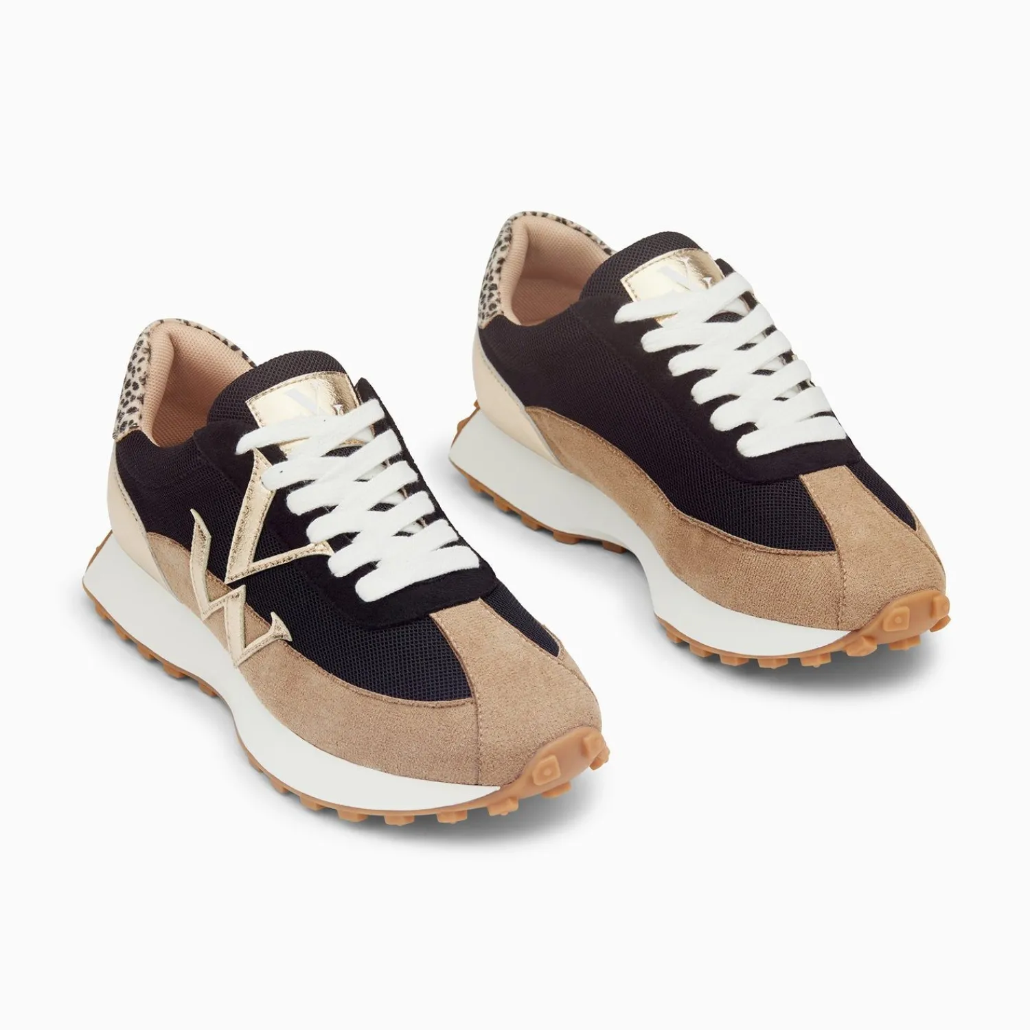 Vanessa Wu Sneakers>Baskets Monogramme Pia Beige Et Noir A Semelle Running