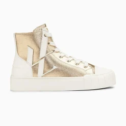 Vanessa Wu Sneakers>Baskets Monogramme Pina Montantes Or Et Blanc