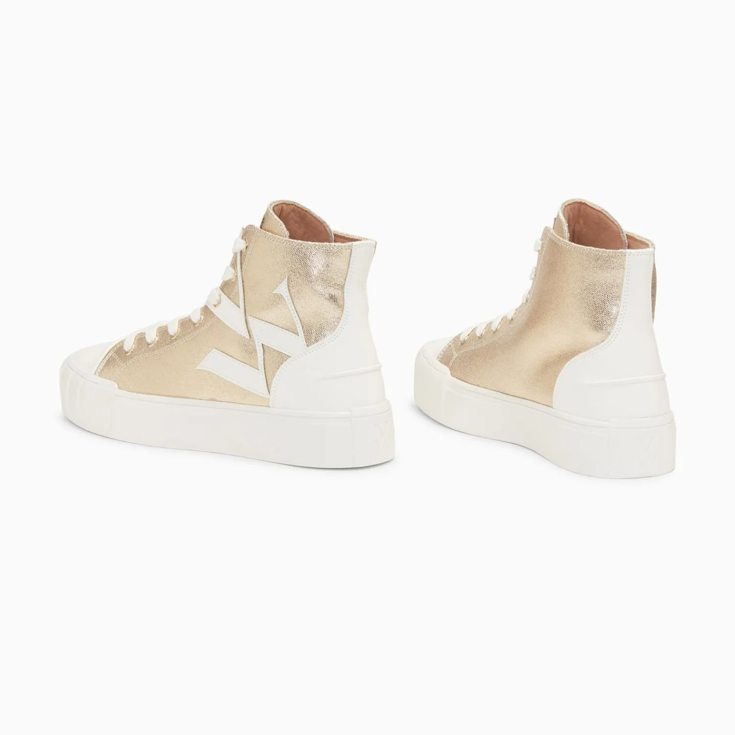 Vanessa Wu Sneakers>Baskets Monogramme Pina Montantes Or Et Blanc