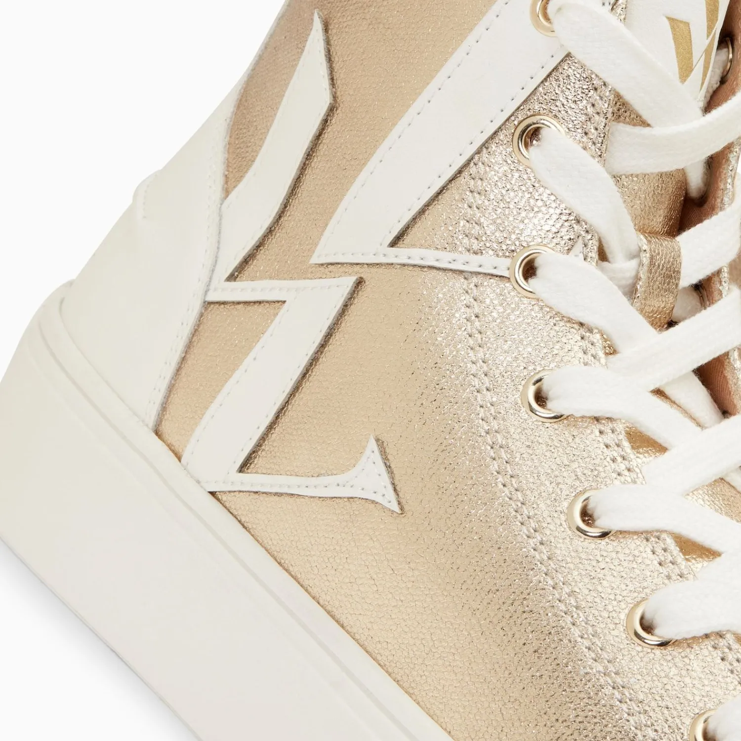 Vanessa Wu Sneakers>Baskets Monogramme Pina Montantes Or Et Blanc
