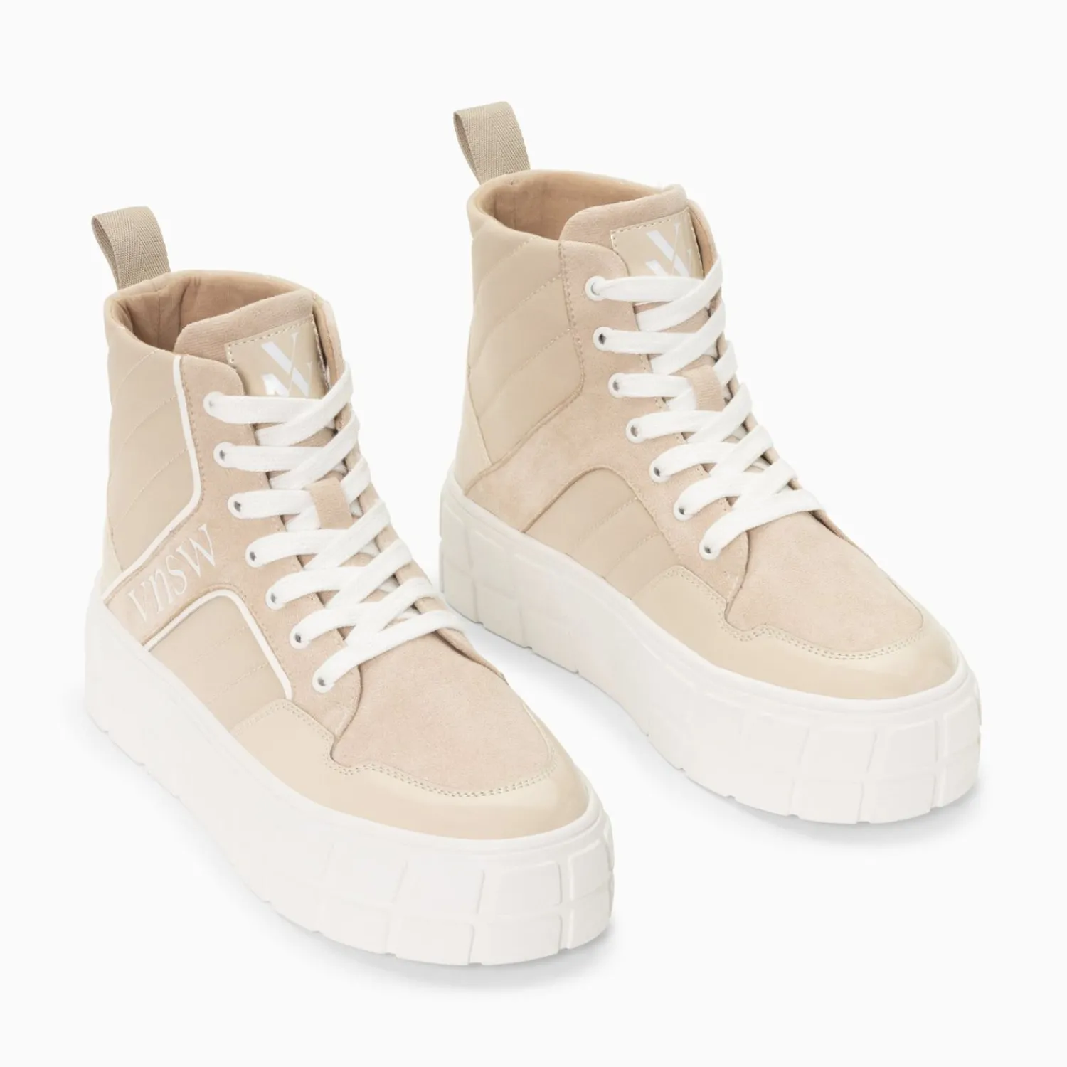 Vanessa Wu Sneakers>Baskets Montantes Madeline Beiges A Semelle Plateforme