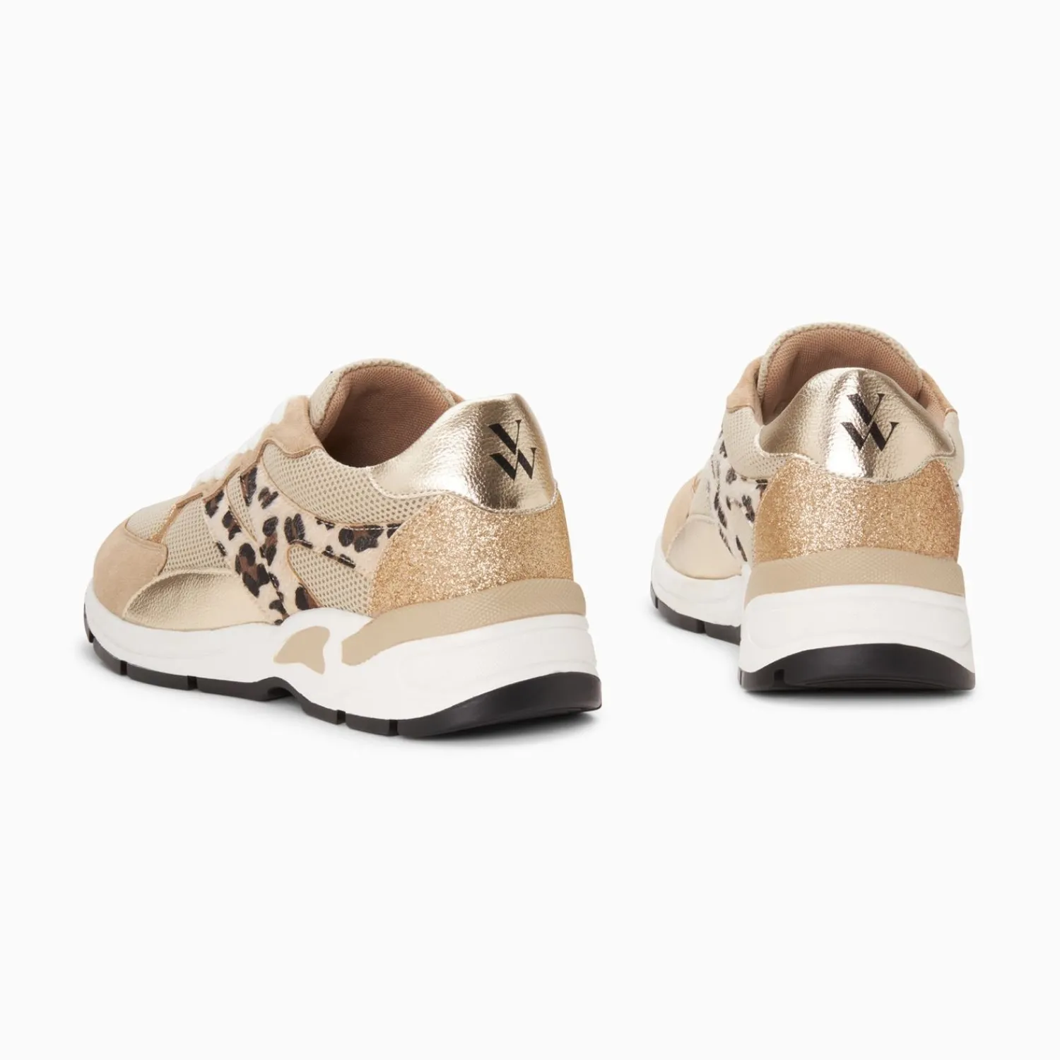 Vanessa Wu Sneakers>Baskets Montorgueil Beige Et Leopard A Lacets