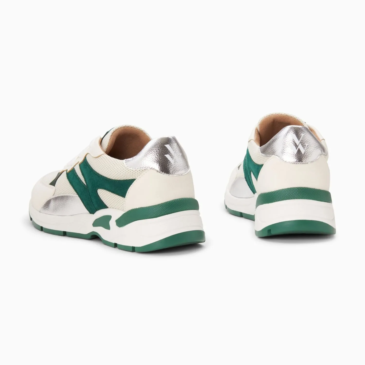 Vanessa Wu Sneakers>Baskets Montorgueil Blanc Casse Et Vert A Lacets