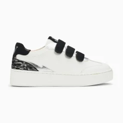 Vanessa Wu Sneakers>Baskets Nahia Blanc Et Argent A Scratchs Noirs
