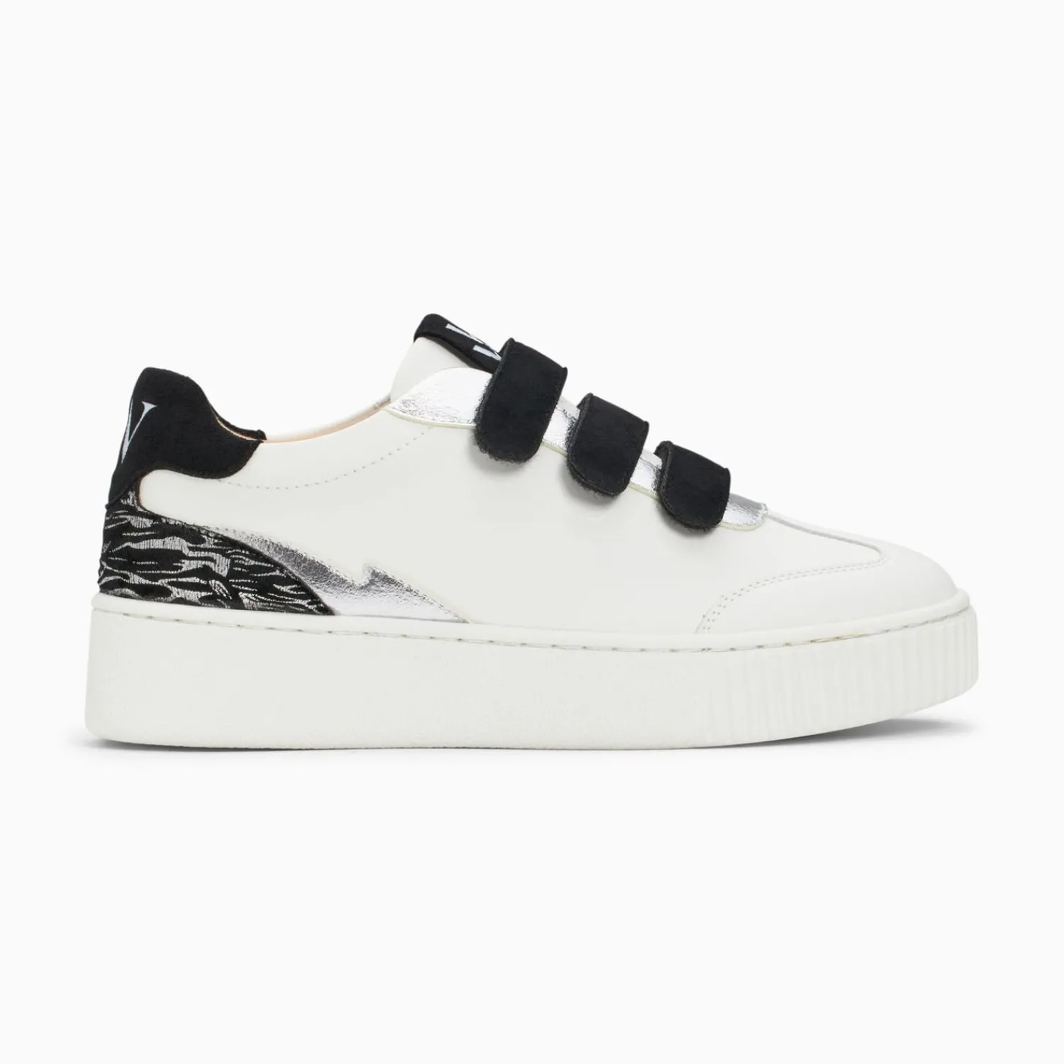 Vanessa Wu Sneakers>Baskets Nahia Blanc Et Argent A Scratchs Noirs