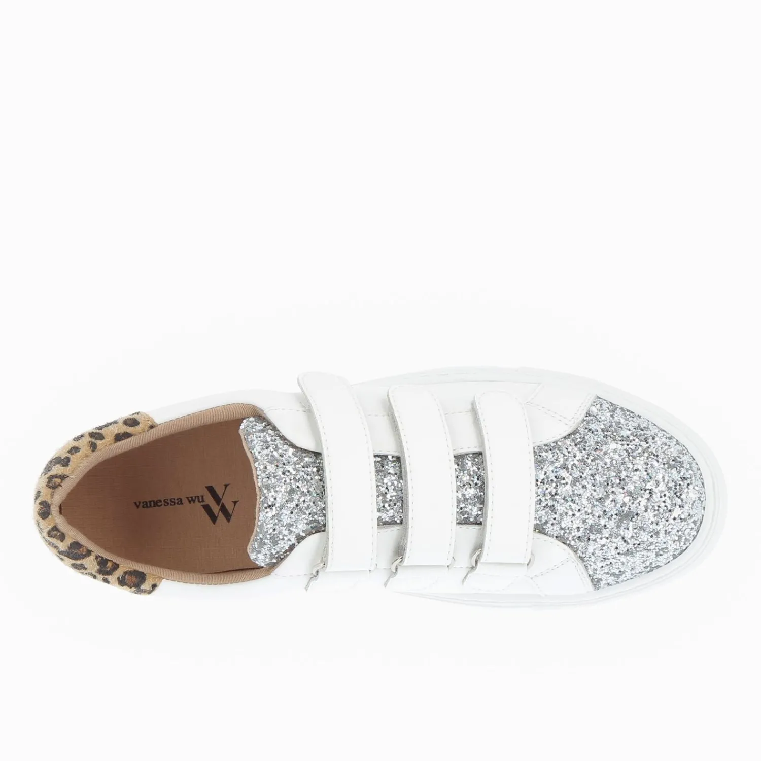 Vanessa Wu Sneakers>Baskets Nour Blanc Et Argent A Scratchs