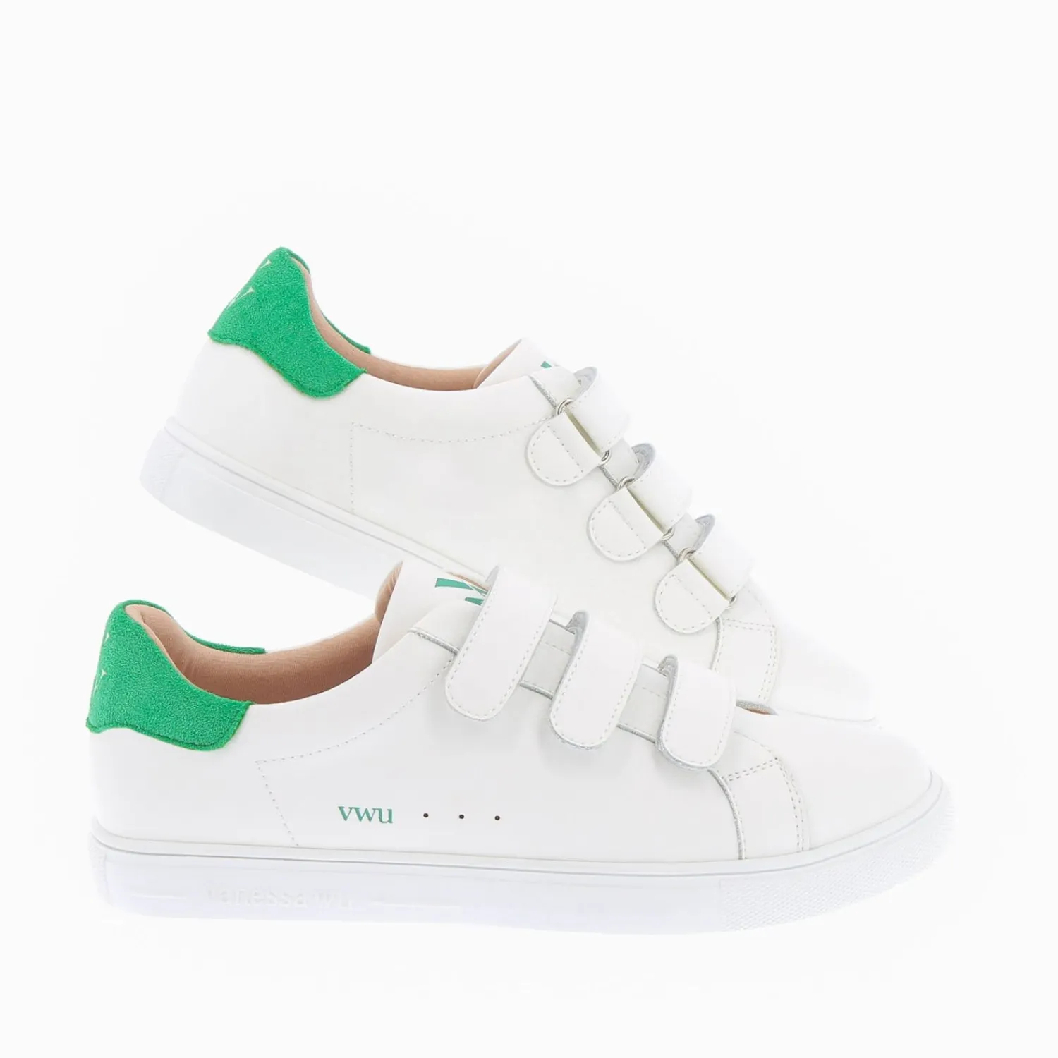 Vanessa Wu Sneakers>Baskets Nour Blanc Et Vert A Scratchs