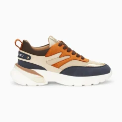 Vanessa Wu Sneakers>Baskets Ruth Bleu, Beige Et Orange A Semelle Oversize