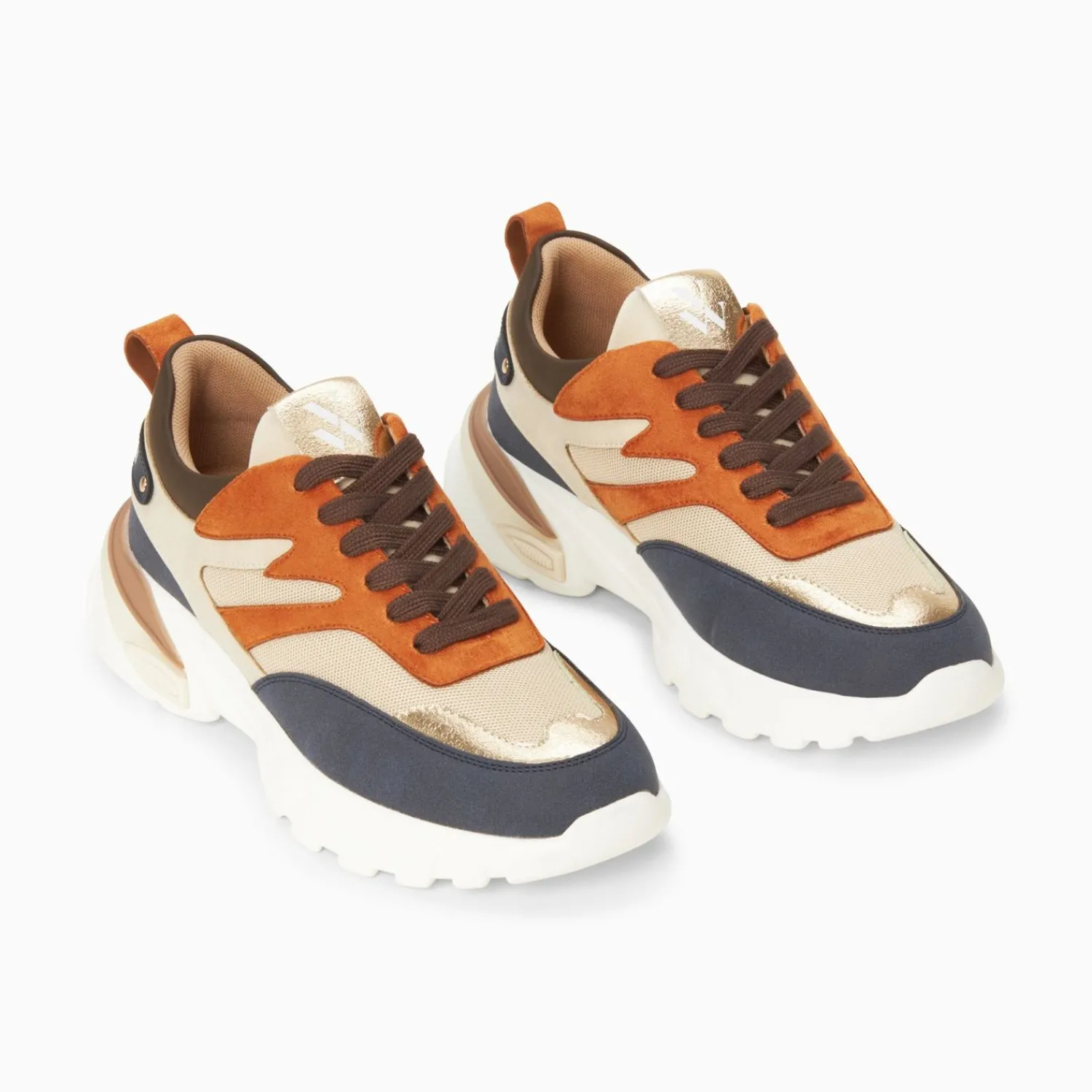 Vanessa Wu Sneakers>Baskets Ruth Bleu, Beige Et Orange A Semelle Oversize