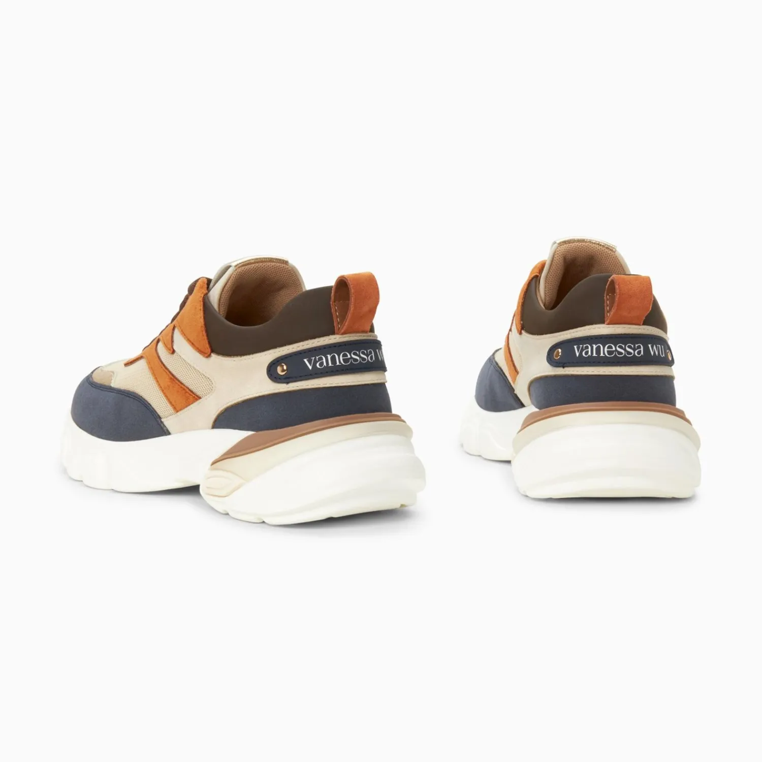 Vanessa Wu Sneakers>Baskets Ruth Bleu, Beige Et Orange A Semelle Oversize