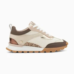 Vanessa Wu Sneakers>Baskets Samantha Beige Et Marron A Semelle Running