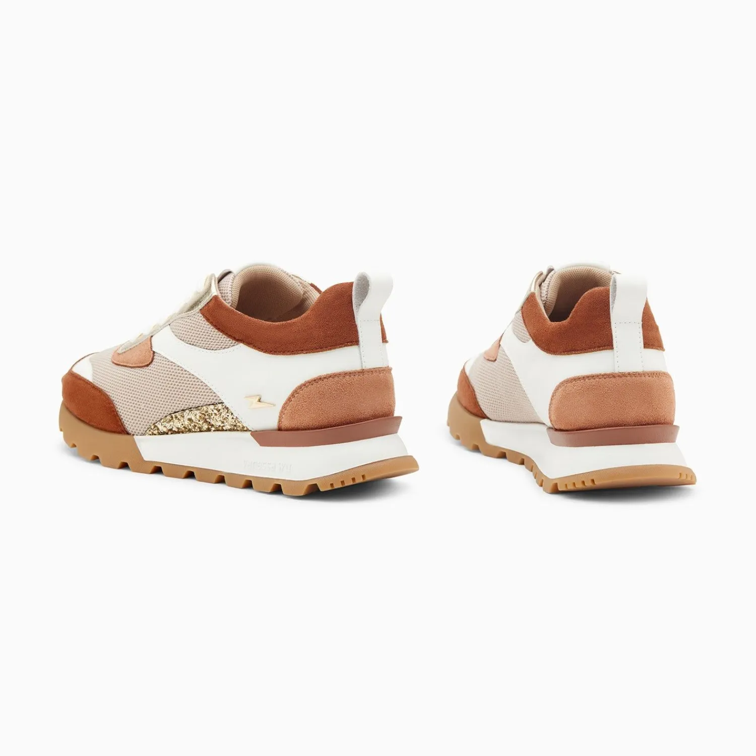 Vanessa Wu Sneakers>Baskets Samantha Brique Et Or A Semelle Running