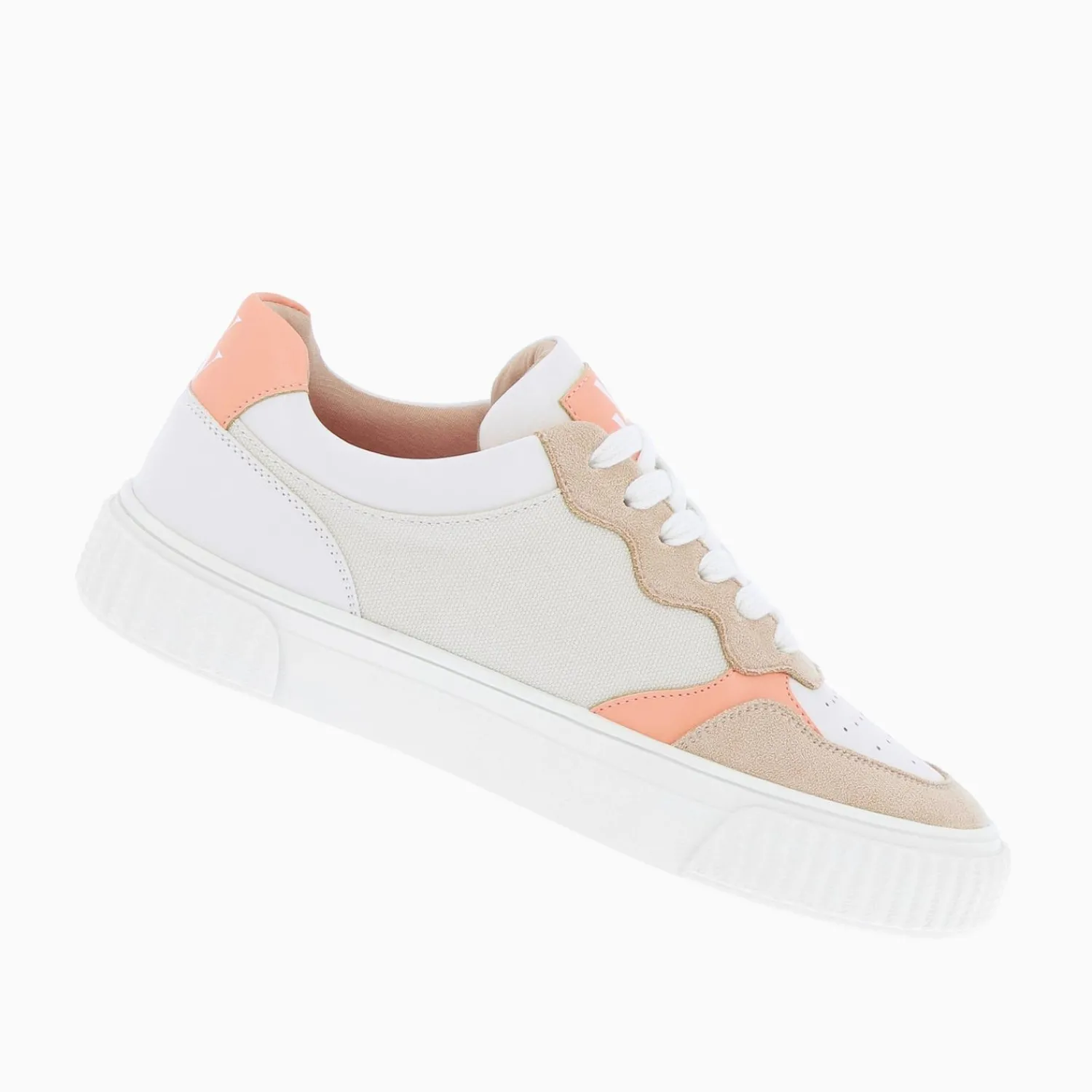 Vanessa Wu Sneakers>Baskets Sara En Toile Beige A Details Peche