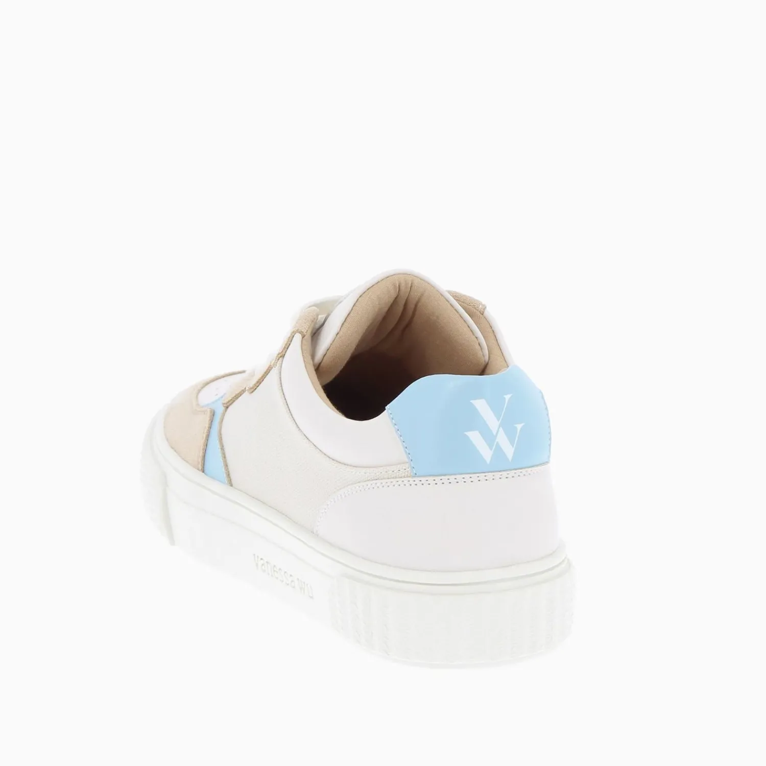 Vanessa Wu Sneakers>Baskets Sara En Toile Beige A Details Bleu Clair