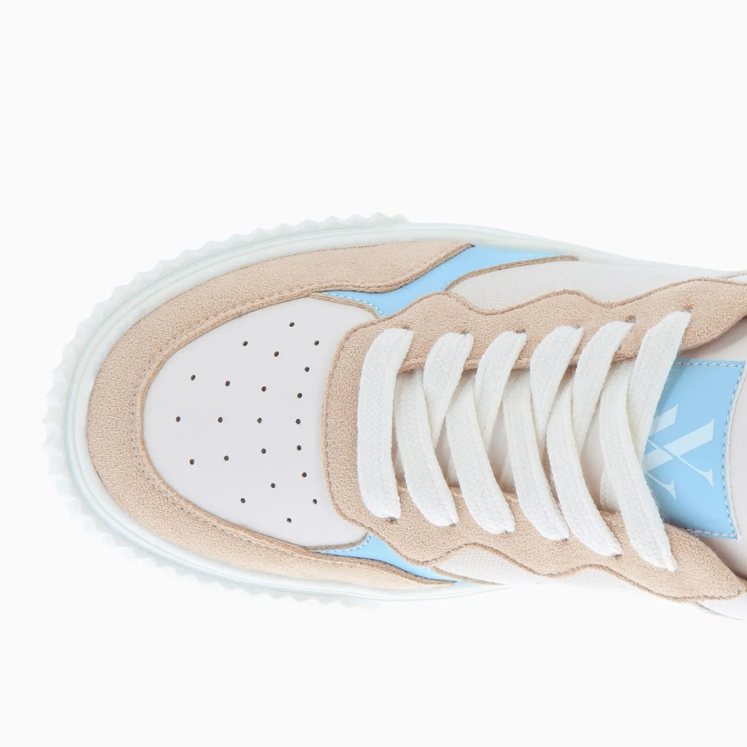 Vanessa Wu Sneakers>Baskets Sara En Toile Beige A Details Bleu Clair