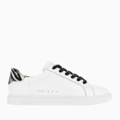 Vanessa Wu Sneakers>Baskets Steph Blanc Et Imprime Zebre A Lacets Noirs