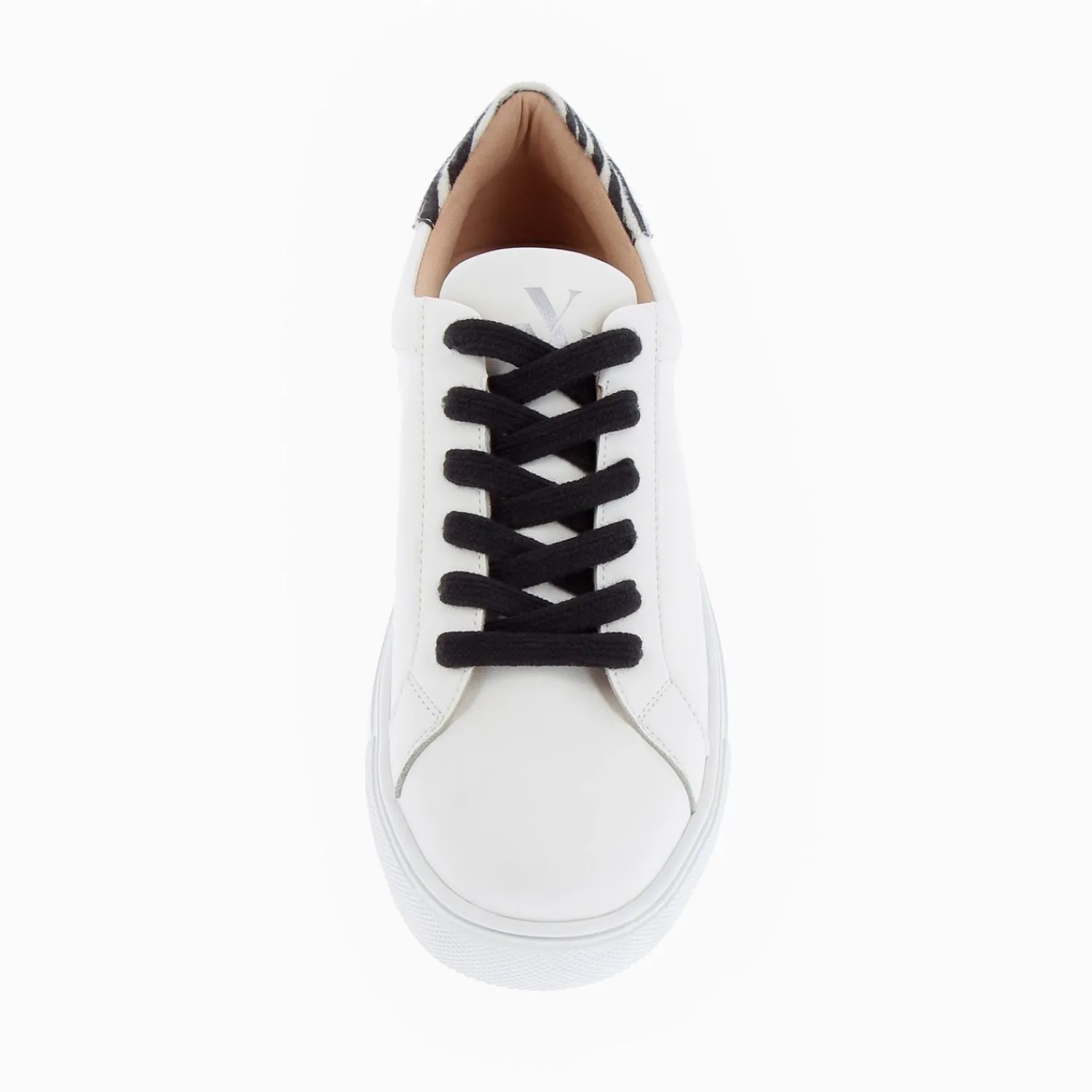 Vanessa Wu Sneakers>Baskets Steph Blanc Et Imprime Zebre A Lacets Noirs