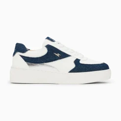 Vanessa Wu Sneakers>Baskets Theonie Blanc Et Denim A Lacets