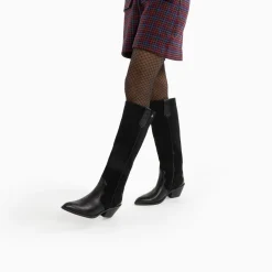 Vanessa Wu Bottes, Cuissardes>Bottes Santiags Joe Bi-Matiere Noires