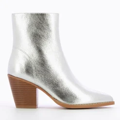 Vanessa Wu Bottines>Bottines A Talon Julia Argent Effet Texture
