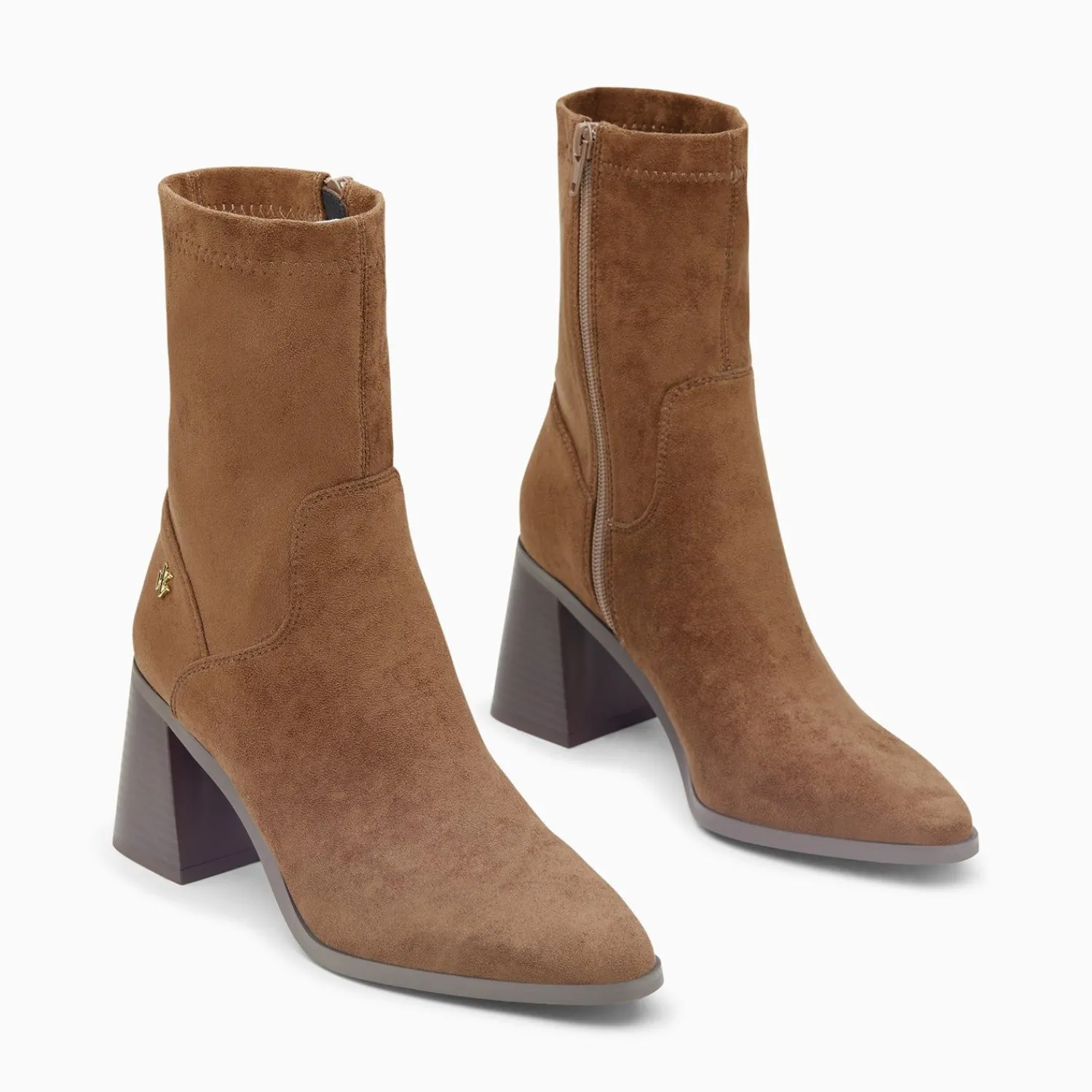 Vanessa Wu Bottines>Bottines Chaussettes Alizee Marron A Talon Trapeze