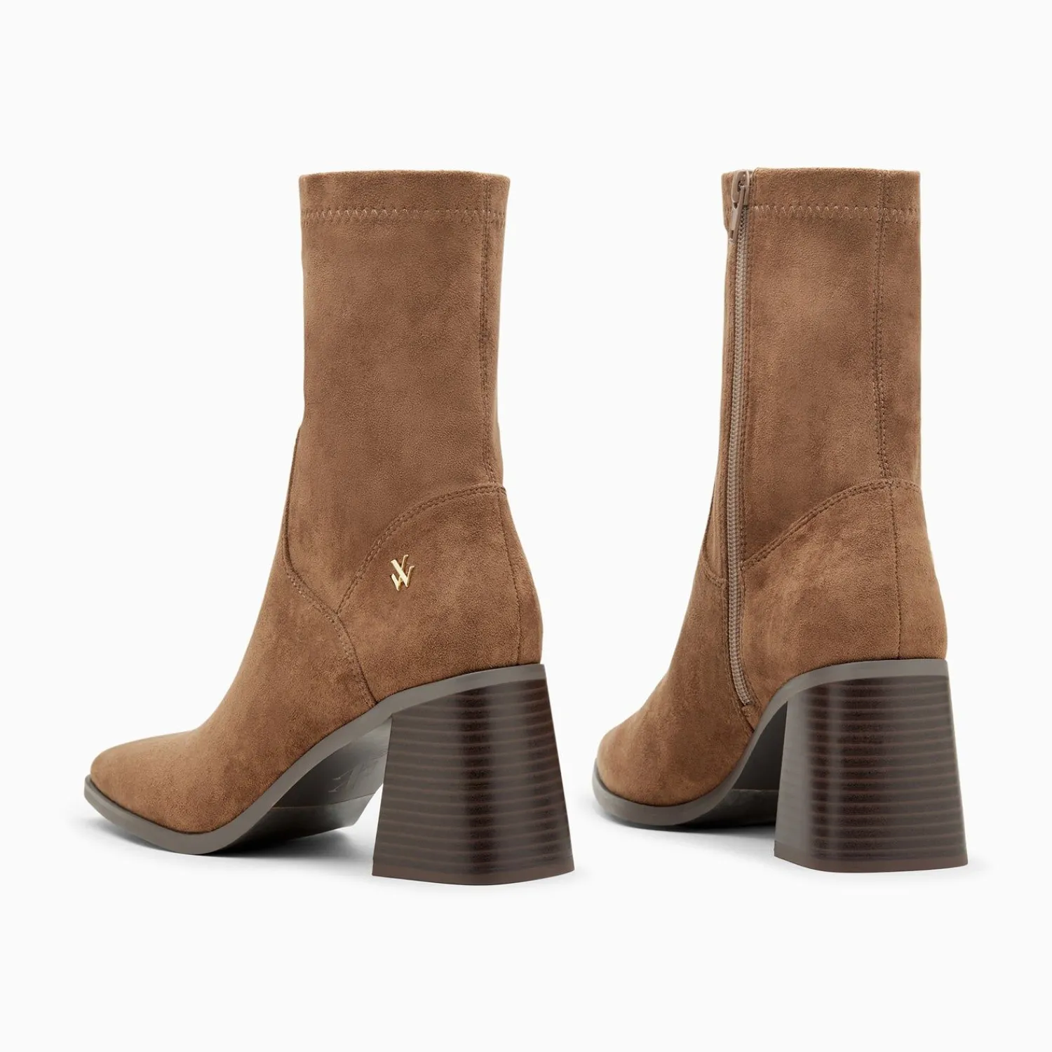 Vanessa Wu Bottines>Bottines Chaussettes Alizee Marron A Talon Trapeze