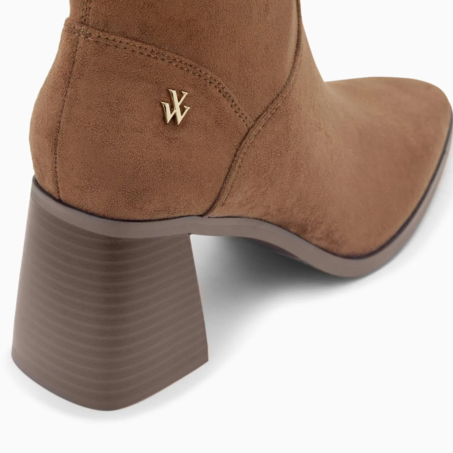Vanessa Wu Bottines>Bottines Chaussettes Alizee Marron A Talon Trapeze