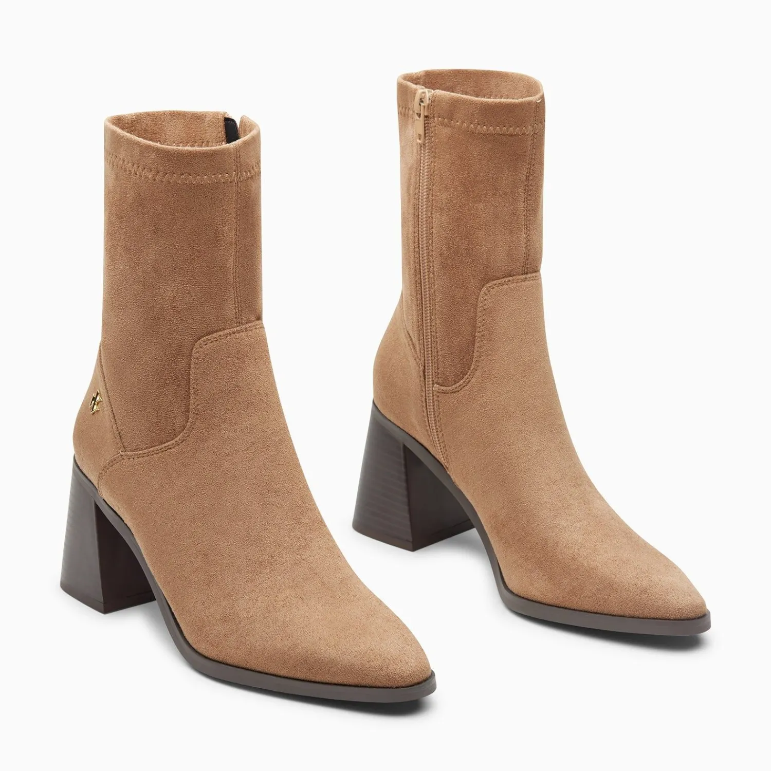 Vanessa Wu Bottines>Bottines Chaussettes Alizee Beiges A Talon Trapeze
