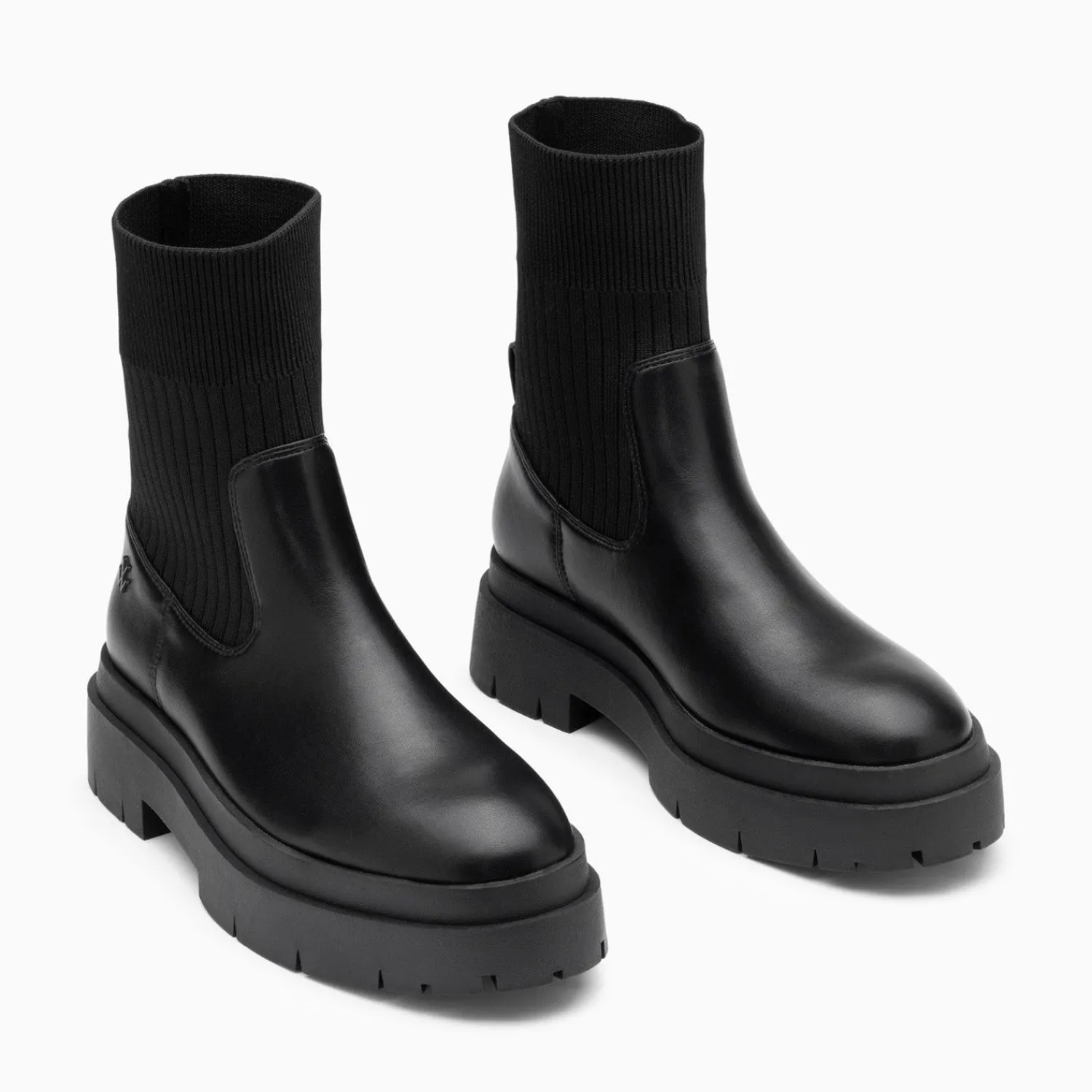 Vanessa Wu Bottines>Bottines Chaussettes Elisa Noires A Plateforme Crantee
