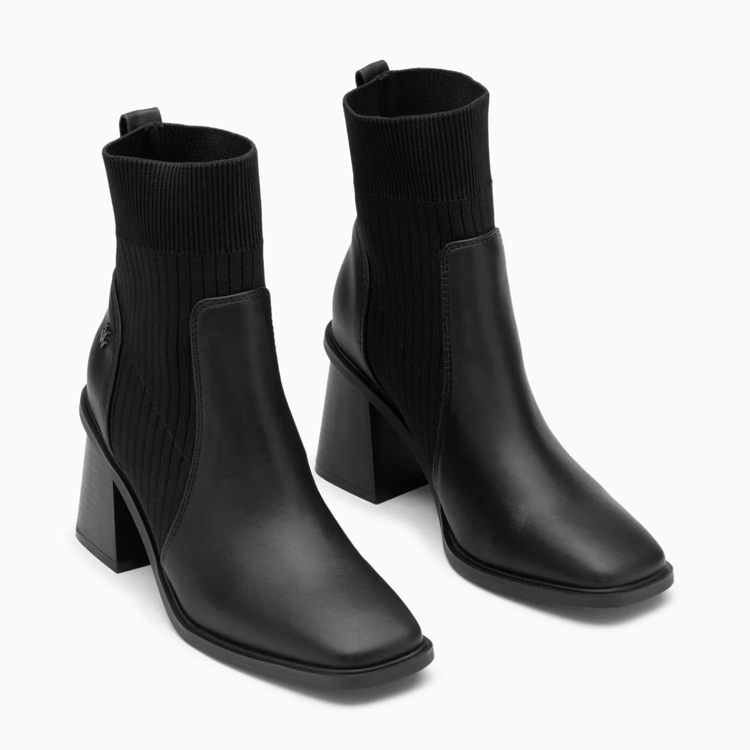 Vanessa Wu Bottines>Bottines Chaussettes Jinger Noires A Talon Trapeze