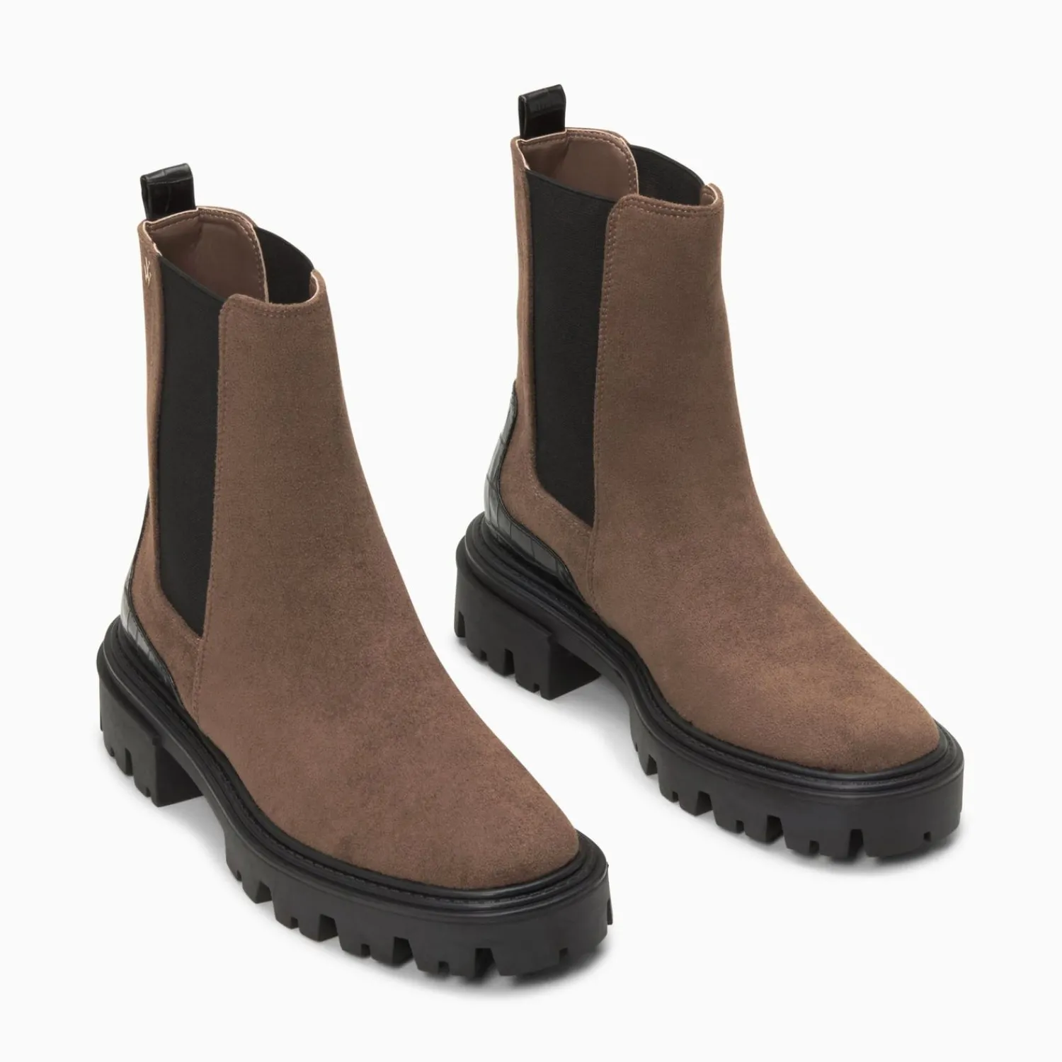 Vanessa Wu Bottines>Bottines Chelsea Greta Marron A Contrefort Croco