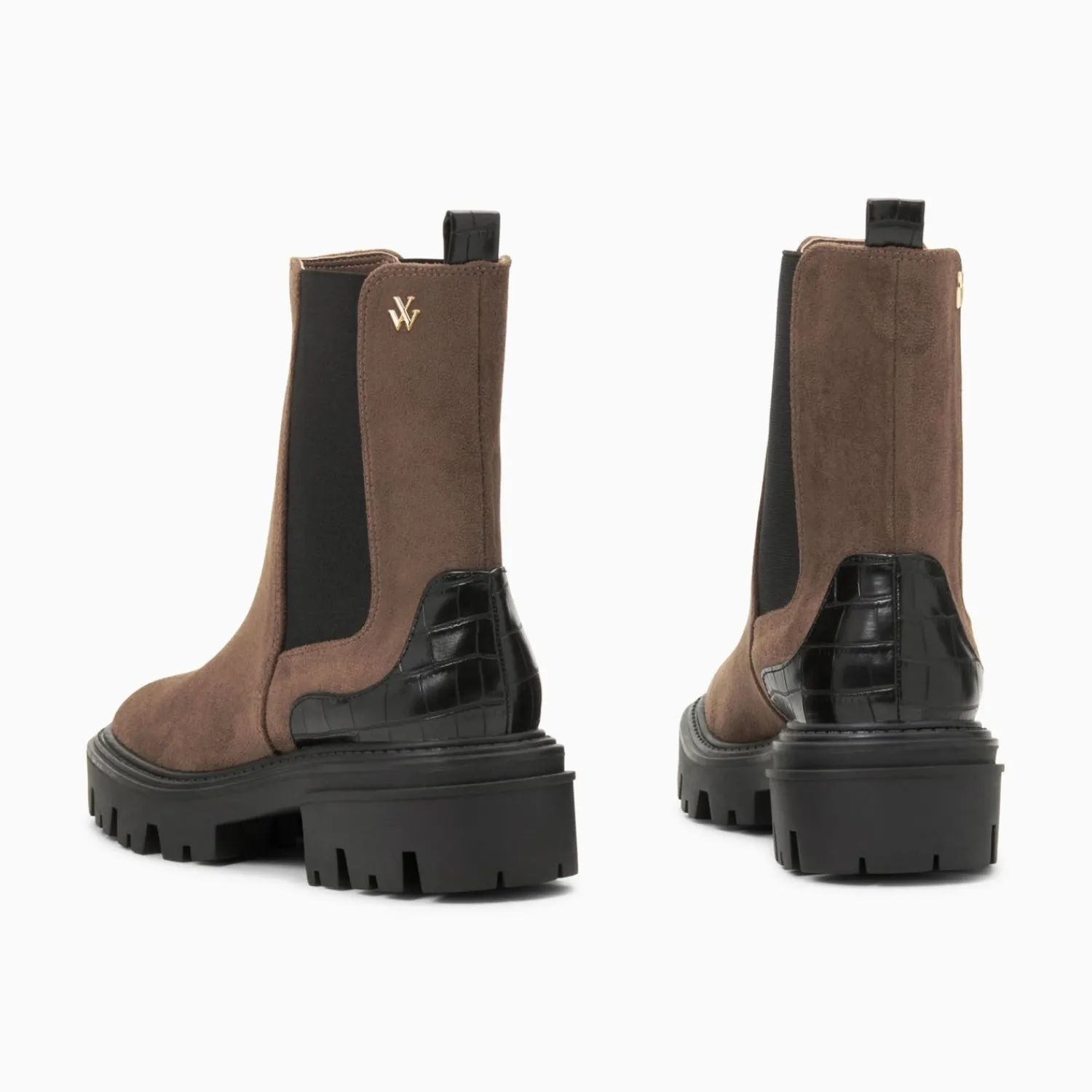 Vanessa Wu Bottines>Bottines Chelsea Greta Marron A Contrefort Croco