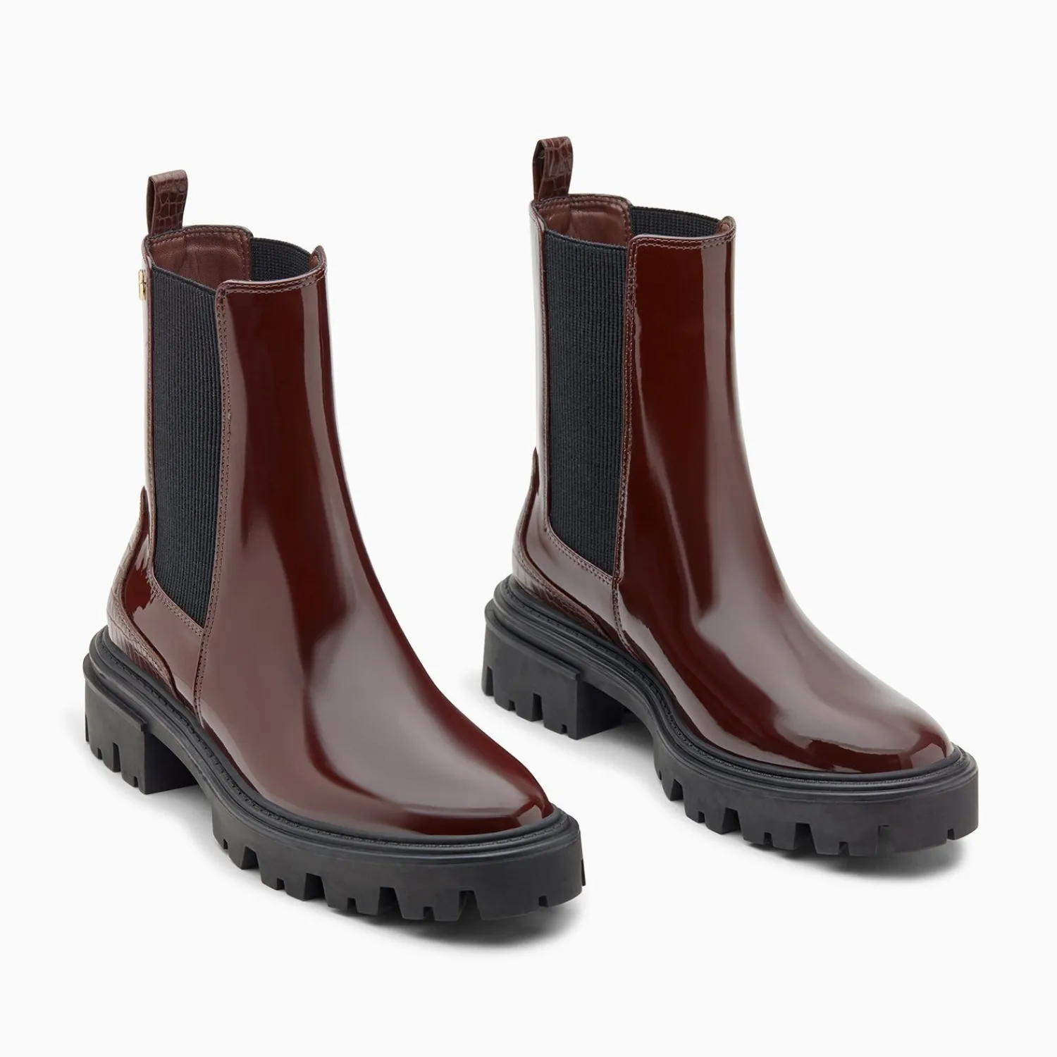 Vanessa Wu Bottines>Bottines Chelsea Pamela Bordeaux Vernies A Semelle Crantee