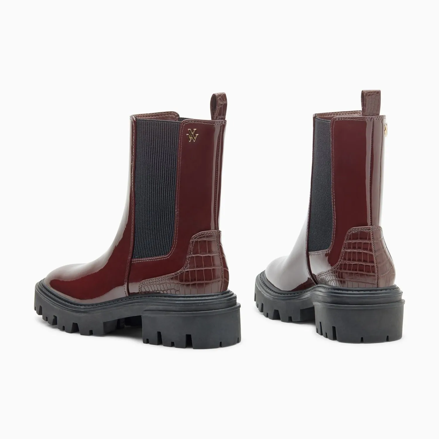 Vanessa Wu Bottines>Bottines Chelsea Pamela Bordeaux Vernies A Semelle Crantee