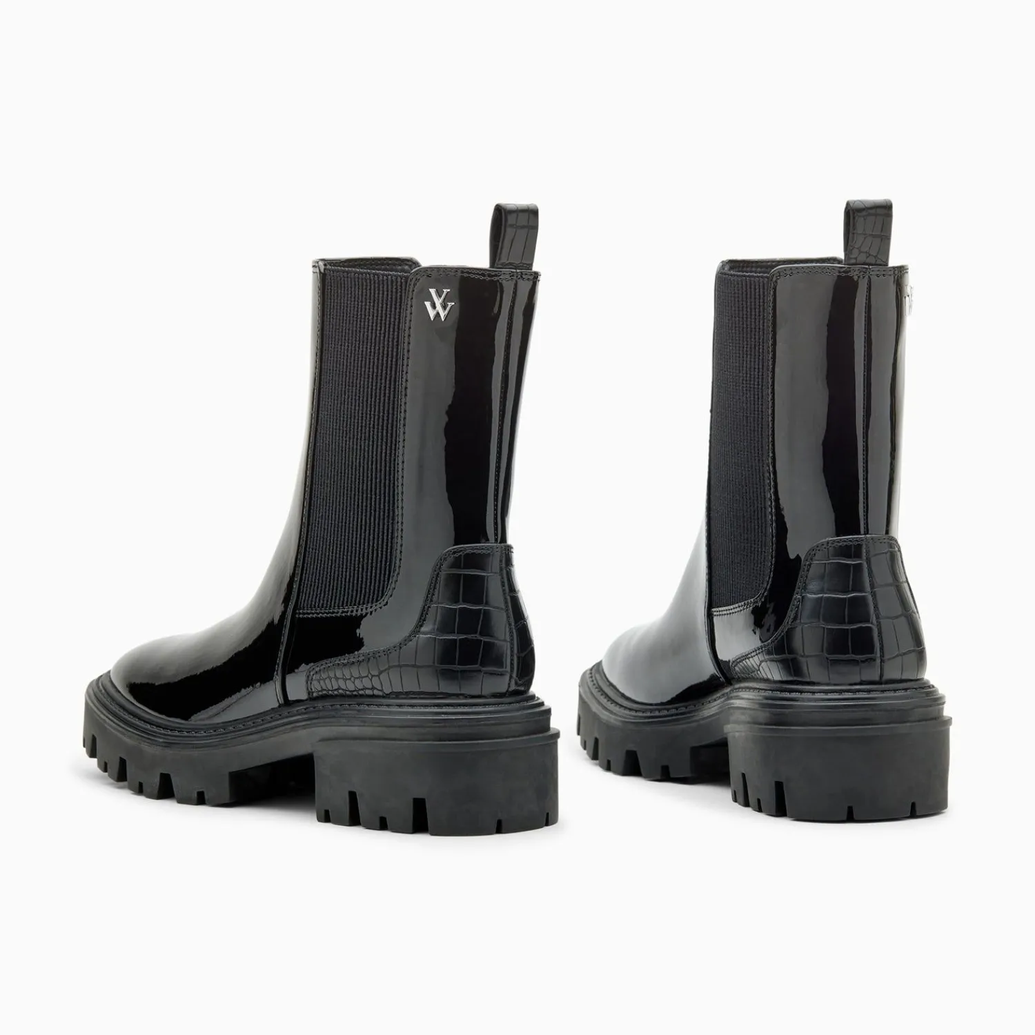 Vanessa Wu Bottines>Bottines Chelsea Pamela Noires Vernies A Semelle Crantee