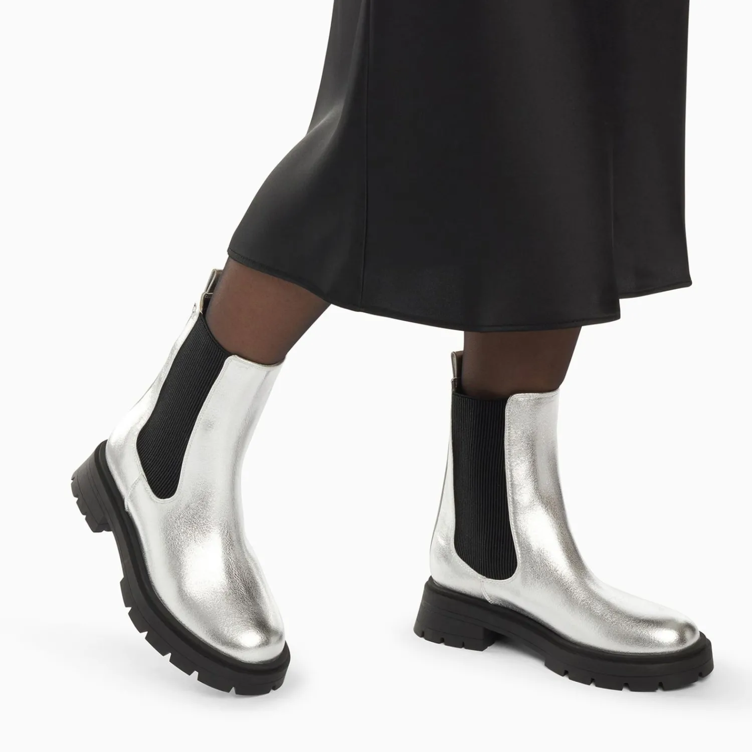 Vanessa Wu Bottines>Bottines Chelsea Phoebe Argent A Semelle Oversize