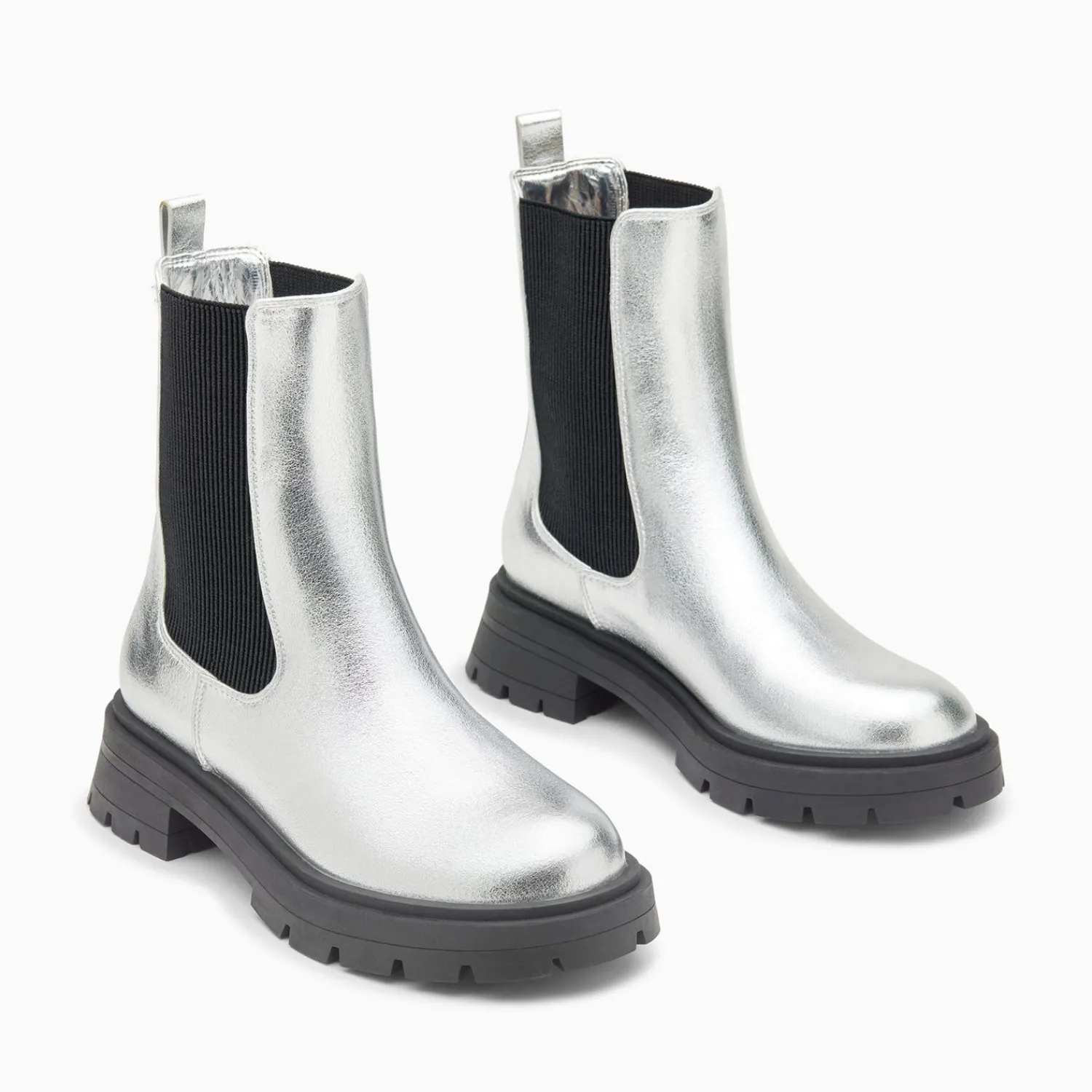 Vanessa Wu Bottines>Bottines Chelsea Phoebe Argent A Semelle Oversize