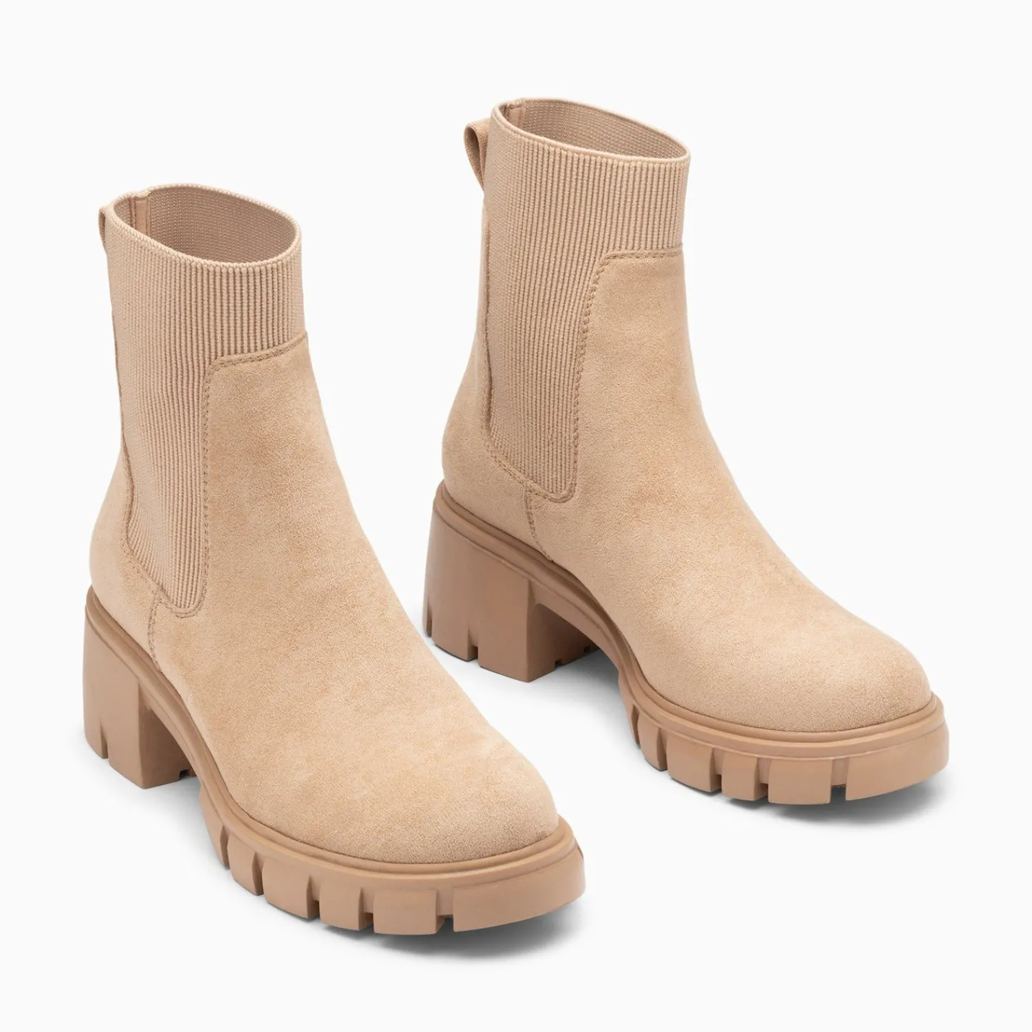 Vanessa Wu Bottines>Bottines Chelsea Valerie Beige A Talon Crante