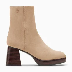 Vanessa Wu Bottines>Bottines Marina Beiges A Plateforme Et Talon Bois