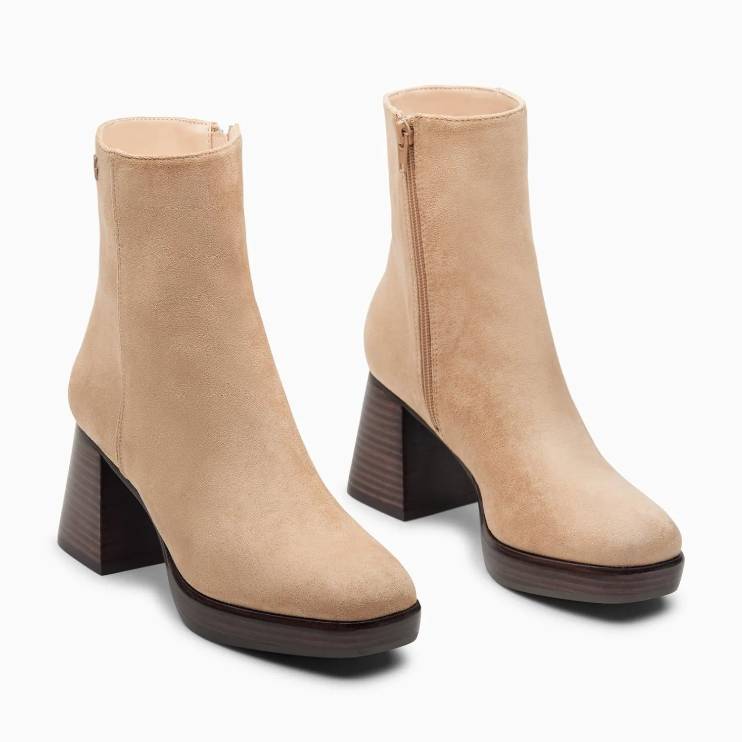 Vanessa Wu Bottines>Bottines Marina Beiges A Plateforme Et Talon Bois