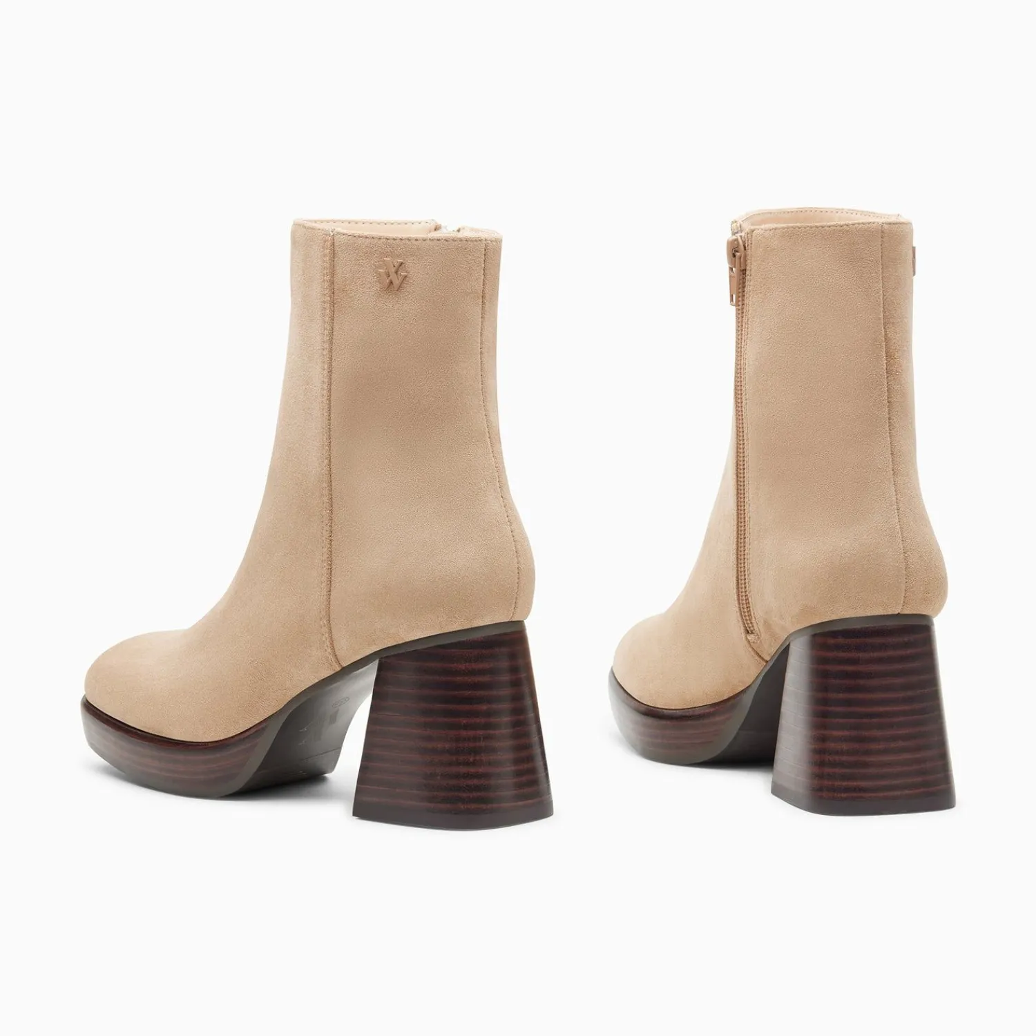 Vanessa Wu Bottines>Bottines Marina Beiges A Plateforme Et Talon Bois
